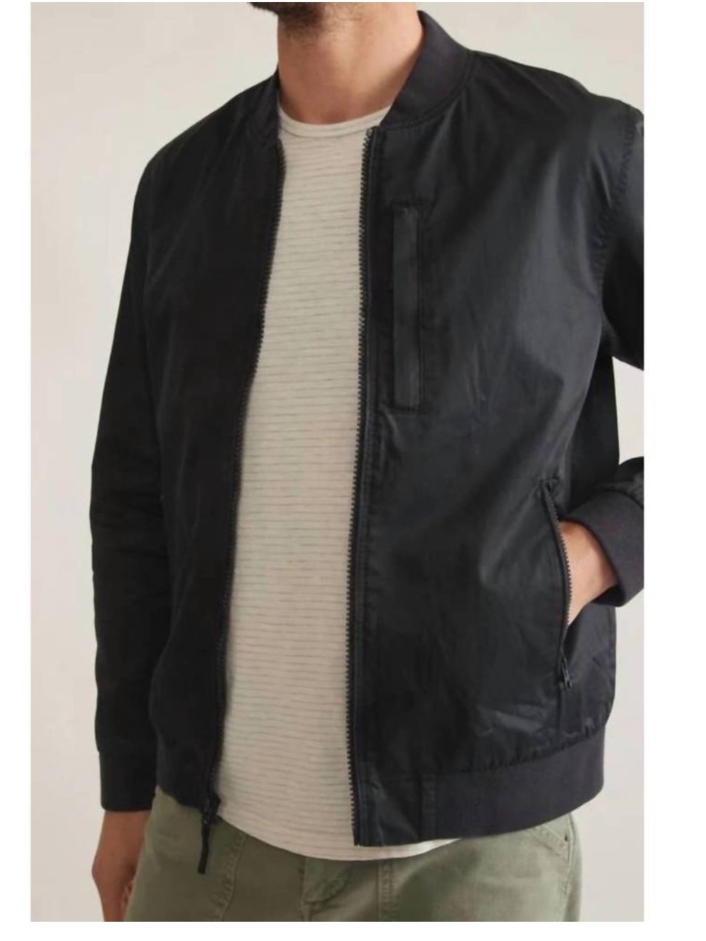 MARINE LAYER dry wax bomber jacket in blue/black - Picture 2 of 16